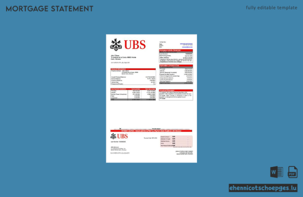 UBS Monaco Hypothekenabrechnung Monaco (Word- und PDF-Beispiel)